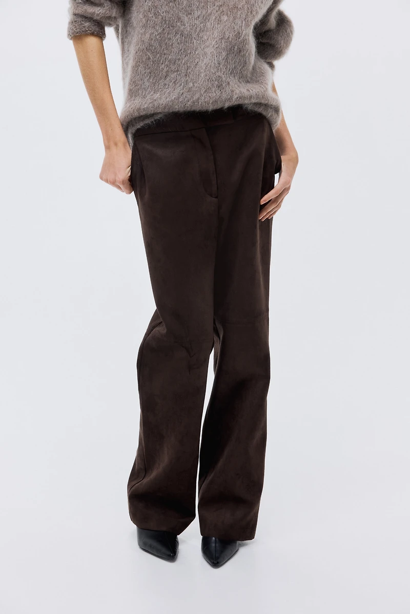 Straight-Leg Coated Pants
