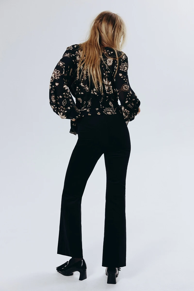 Pantalon évasé en velours