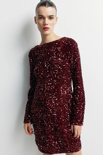 MAMA Sequined Dress with Low-Cut Back