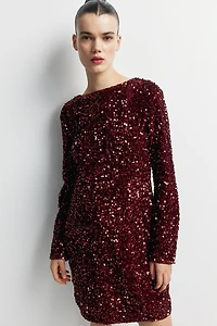MAMA Sequined Dress with Low-Cut Back