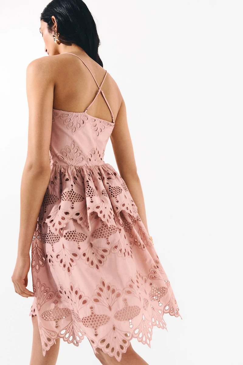 Eyelet-Embroidered Strappy Dress