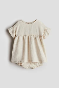 2-piece Linen Dress and Bloomers Set
