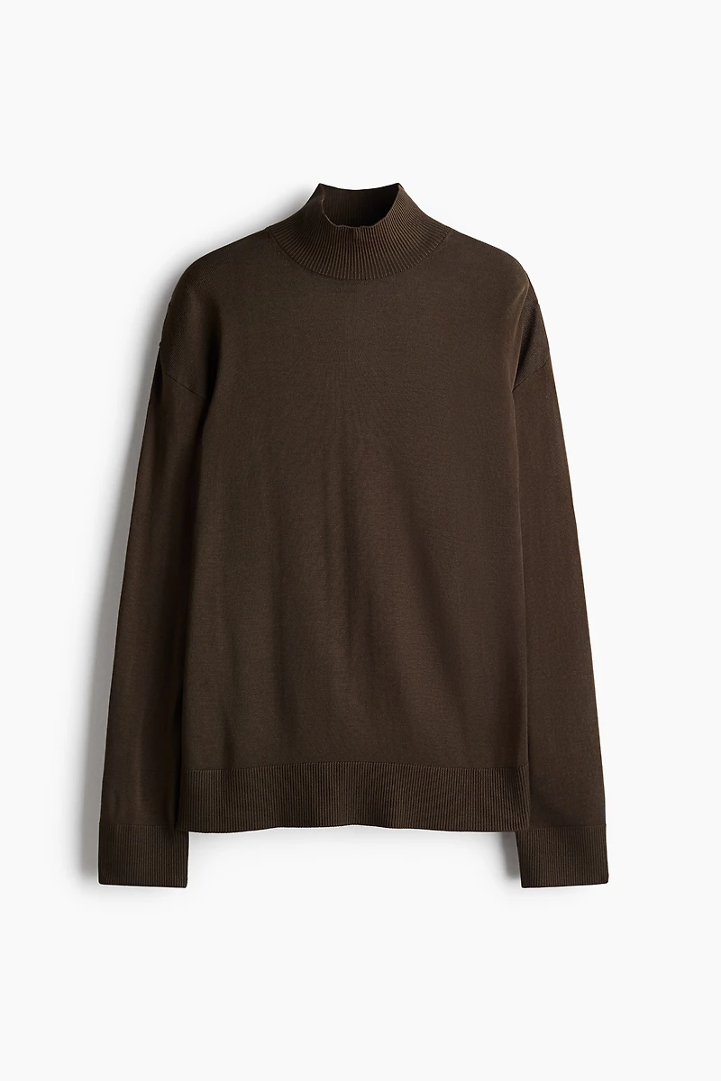 Fine-Knit Mock Turtleneck Sweater