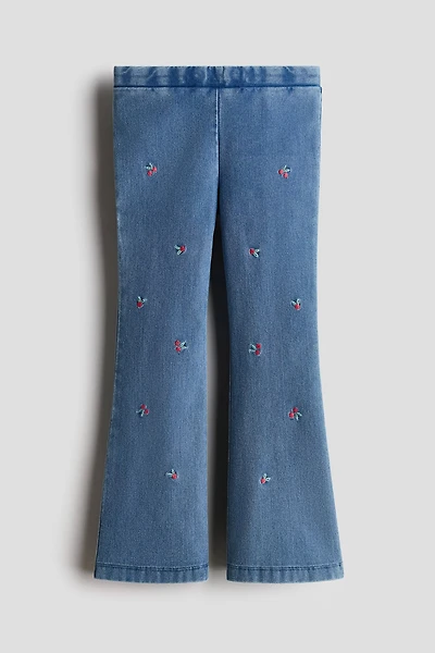 Pantalon taille élastique évasé en denim