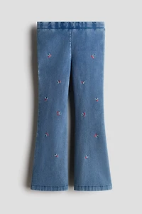 Pantalon taille élastique évasé en denim