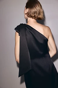 Bow-Detail One-Shoulder Dress
