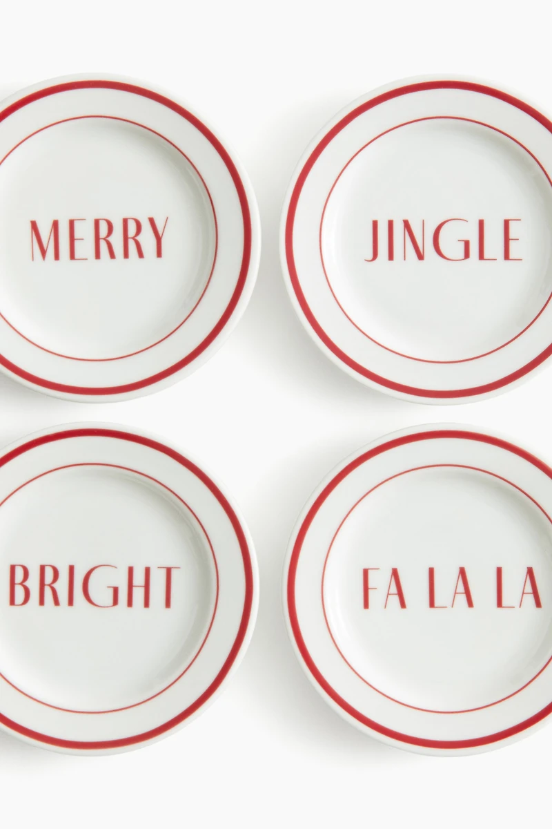 4-Pack Small Porcelain Plates