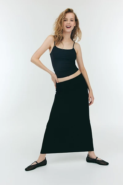 Foldover-Waist Maxi Skirt