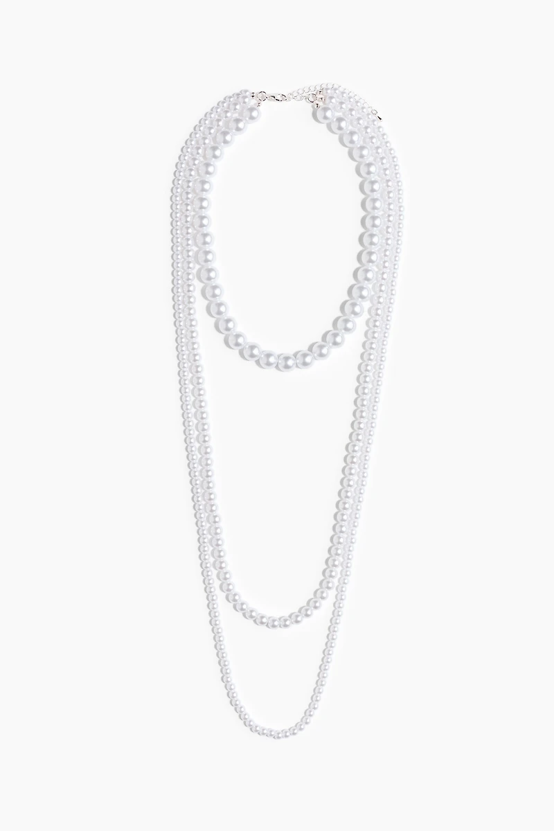 Collier de perles fantaisie à trois rangs
