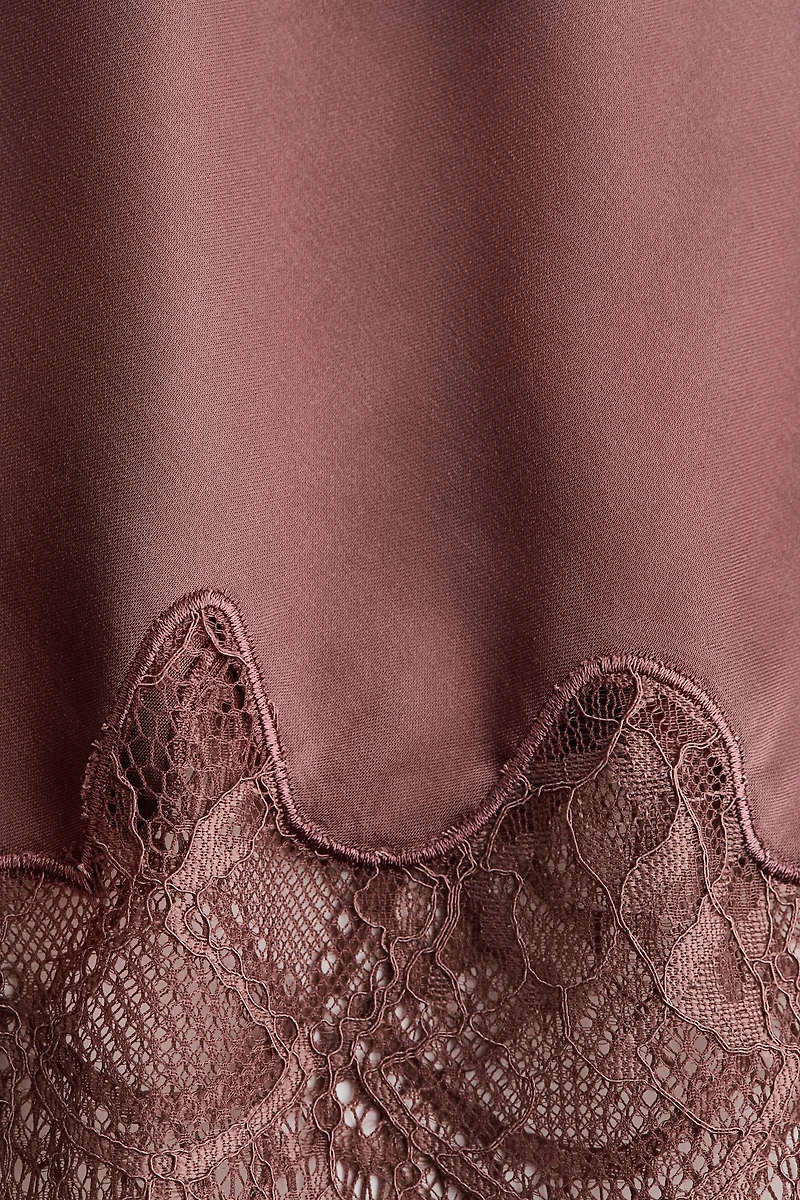 Lace-Trimmed Slip Skirt