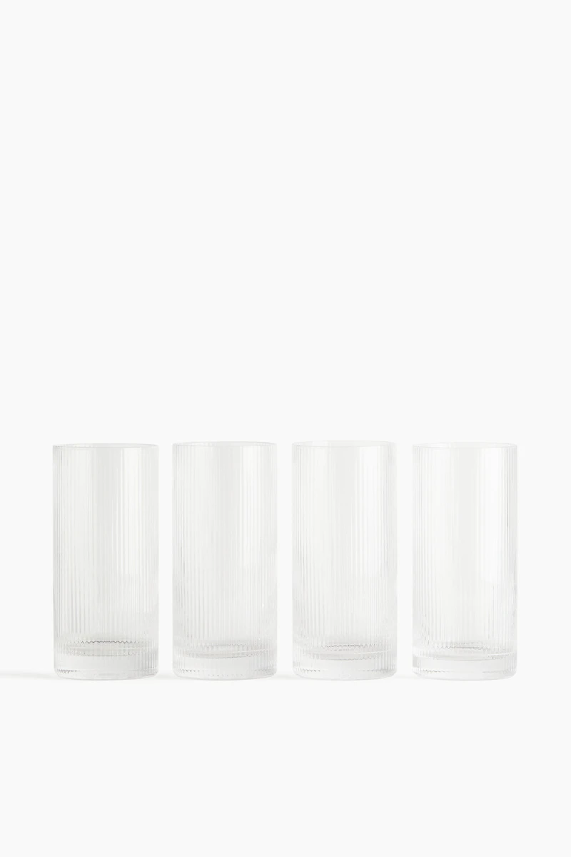4-Pack Fluted Highball Glasses