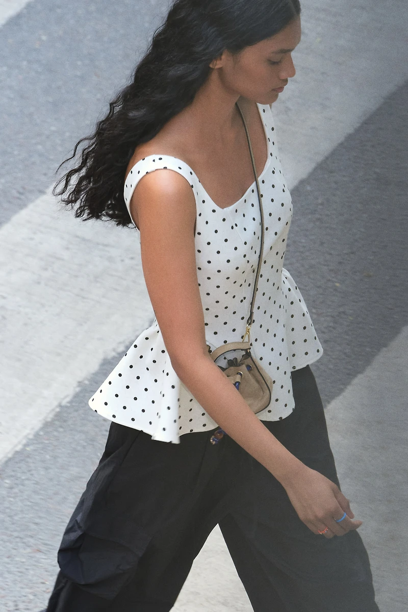 Square-Neck Peplum Top