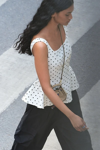 Square-Neck Peplum Top