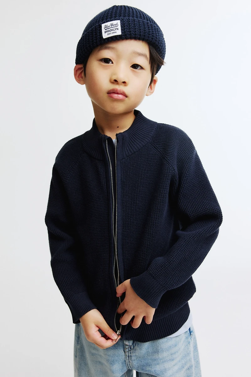 Cotton Cardigan with Zipper