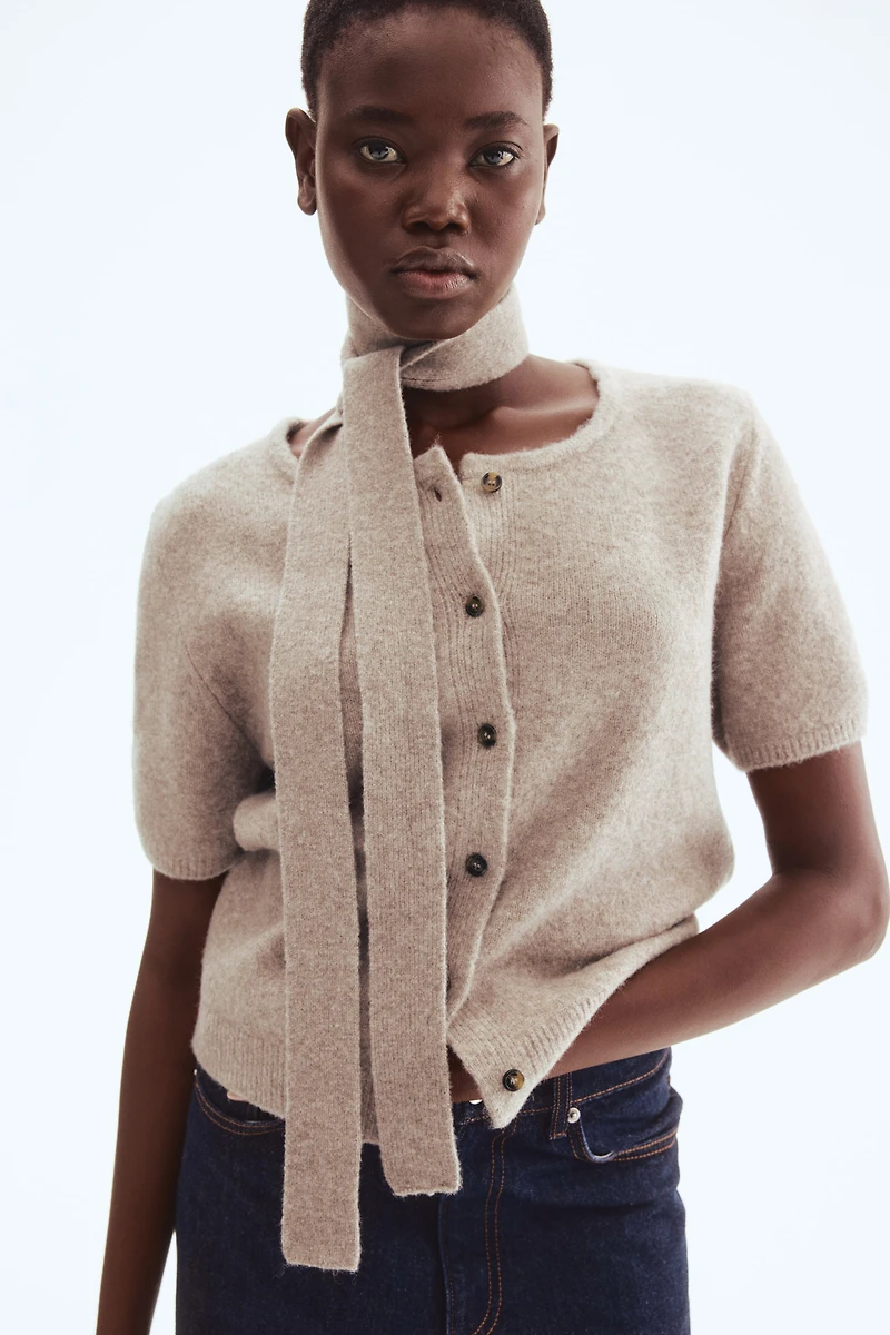 Scarf-Detail Cardigan