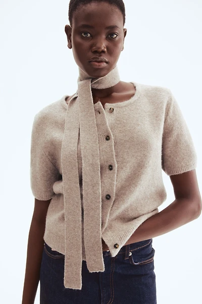 Scarf-Detail Cardigan