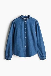 Blouse volantée en denim