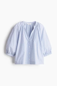 Balloon-sleeved poplin blouse