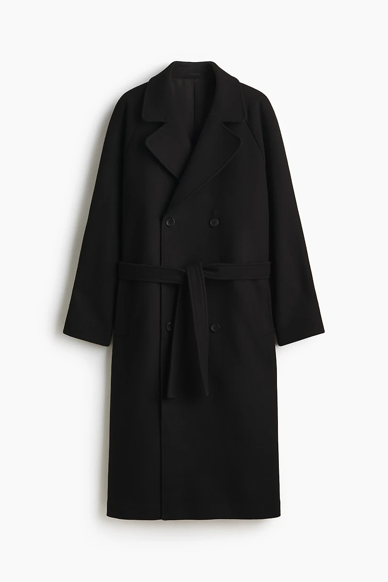 Manteau en laine mélangée avec ceinture à nouer