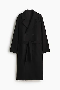 Manteau en laine mélangée avec ceinture à nouer