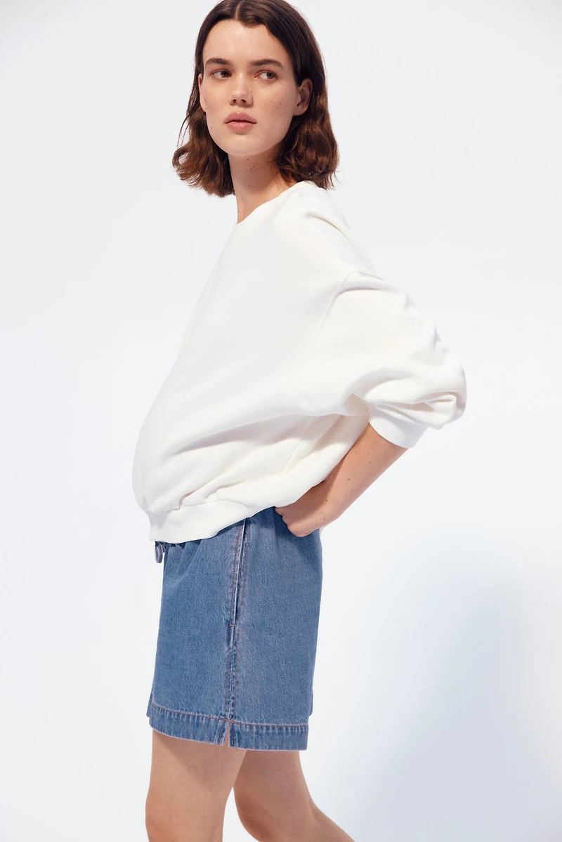 MAMA Drawstring Denim Shorts