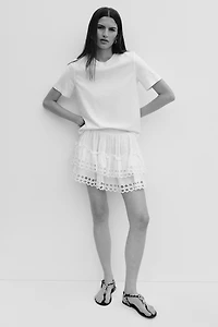Tiered Eyelet Embroidery Skirt