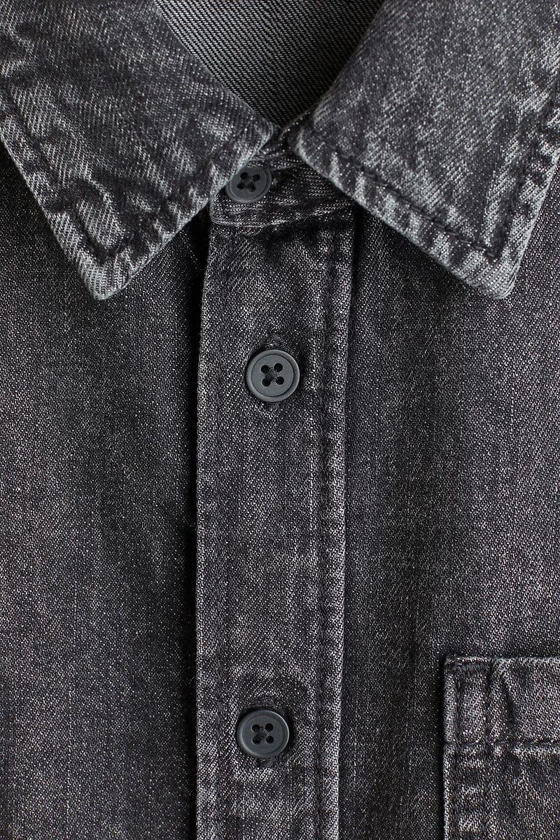 Short-Sleeved Denim Shirt
