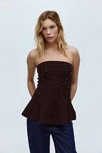 Bead-Embellished Bandeau Top