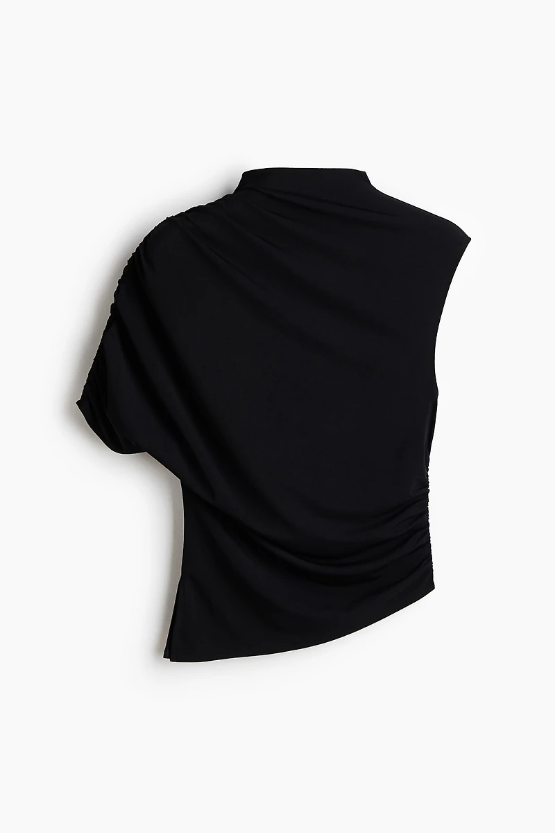 One-Sleeve Mock Turtleneck Top