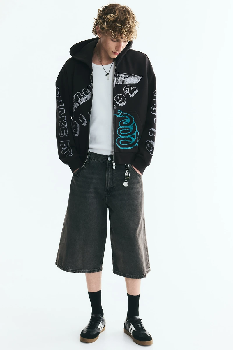 Oversized Printed Hooded Jacket
