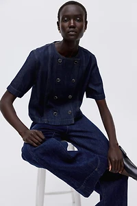 Chemise en denim à fermeture croisée