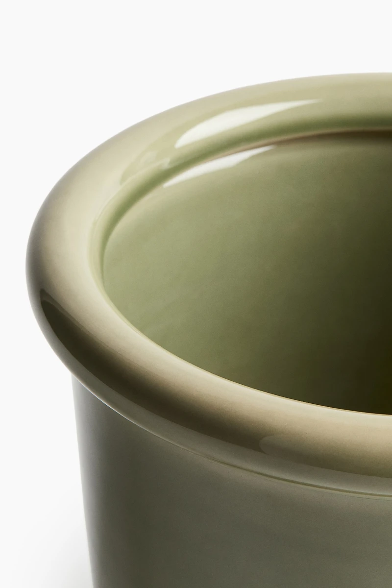 Large Stoneware Plant Pot with Saucer