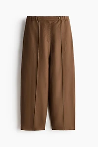 Linen-Blend Barrel-Leg Pants
