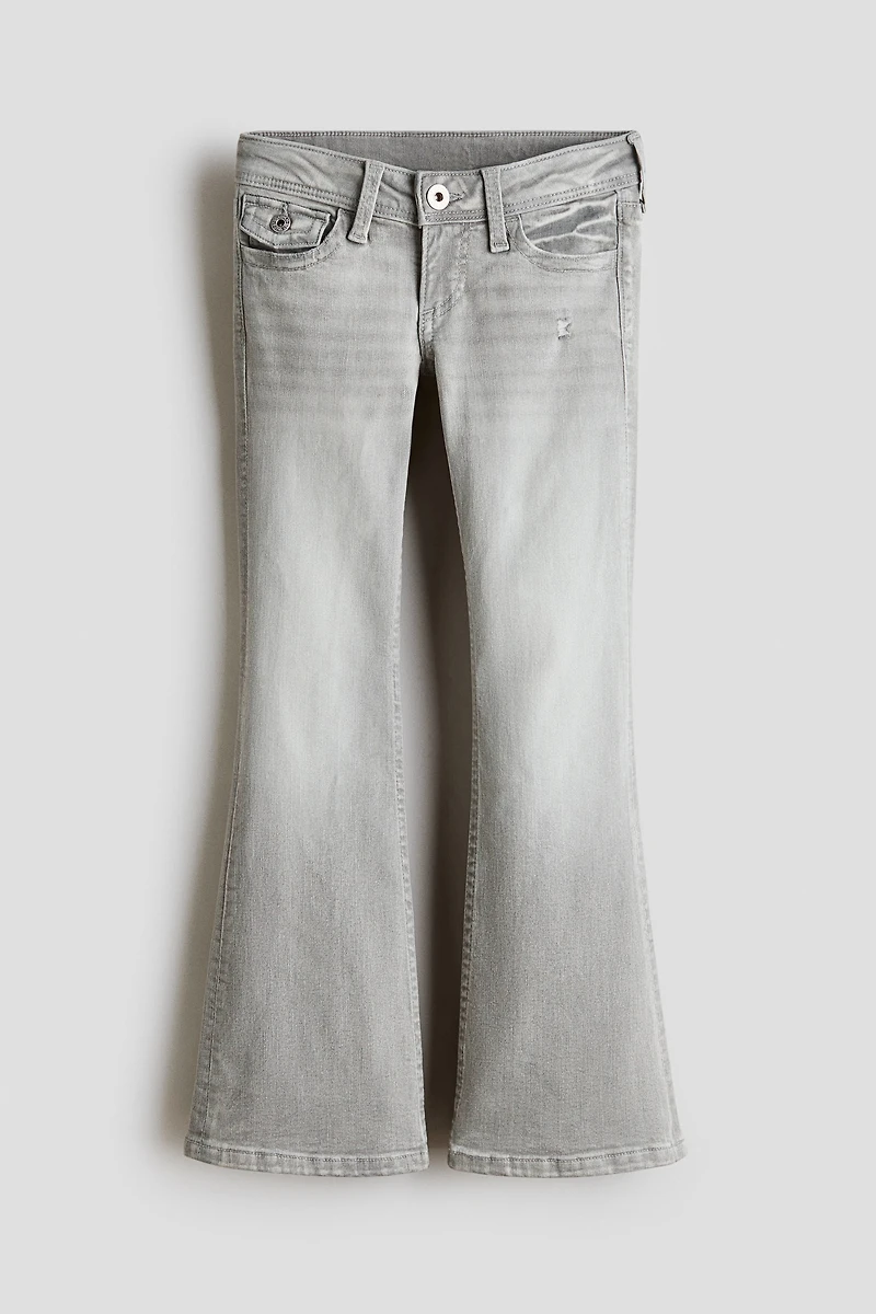 Embroidered-Detail Flared Low Jeans