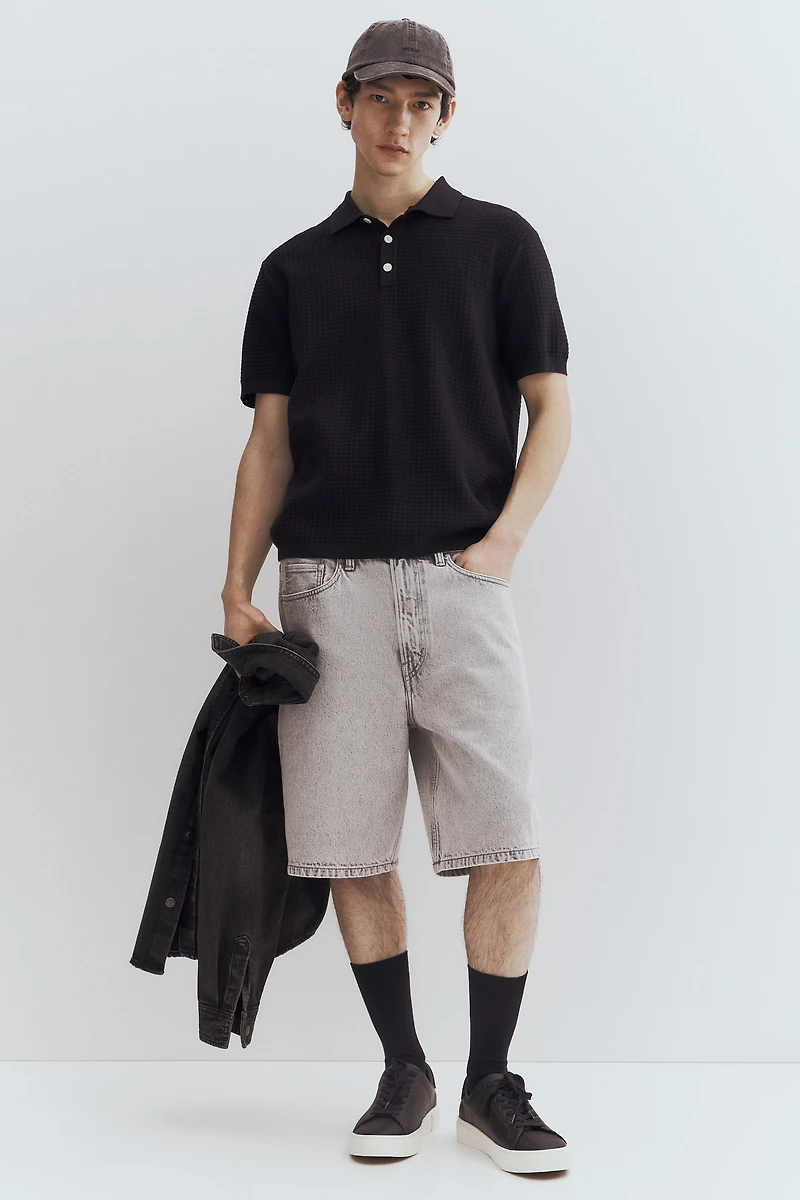 Regular Fit Textured-Knit Polo Shirt