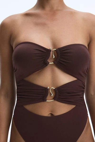 Padded-Cup Bandeau Swimsuit