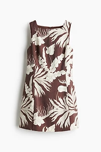 Square-Neck Twill Dress