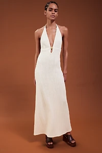 Robe ornementée en maille pointelle