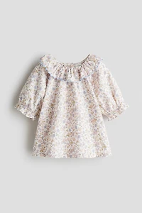 Cotton Blouse with Flounced Collar
