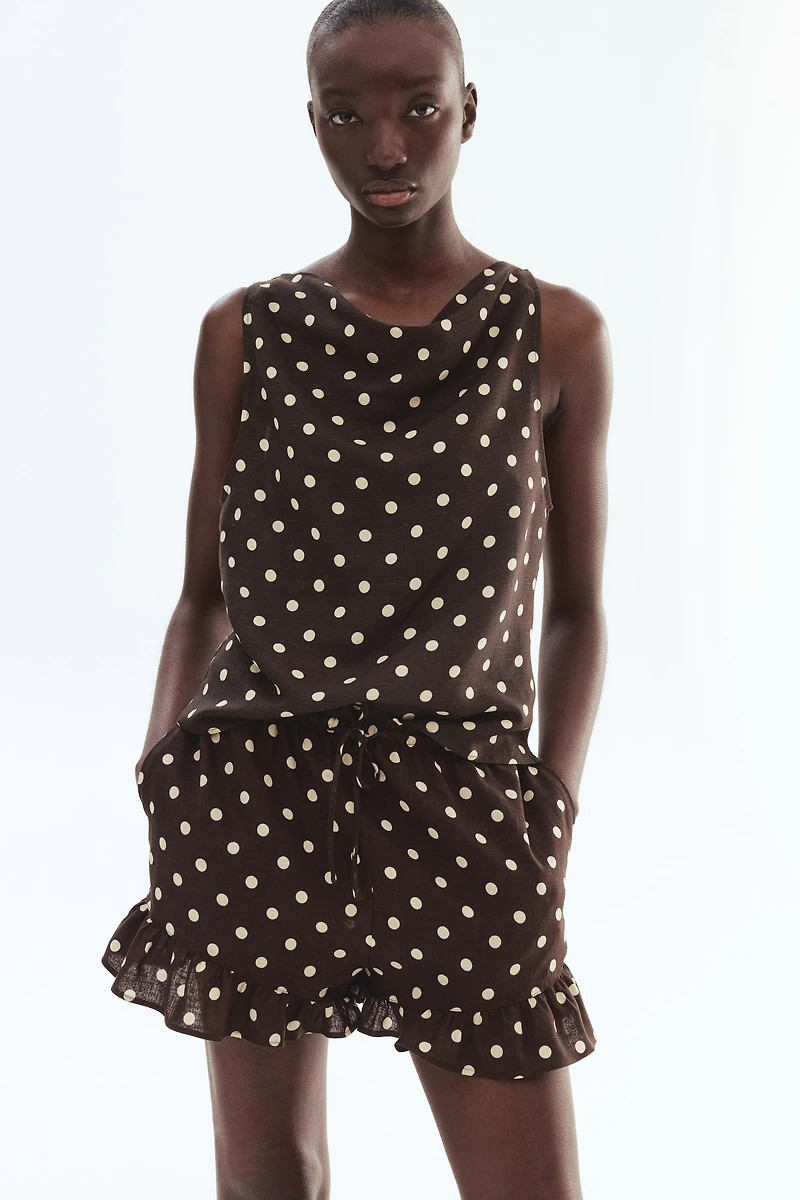 Linen-Blend Drawstring Shorts