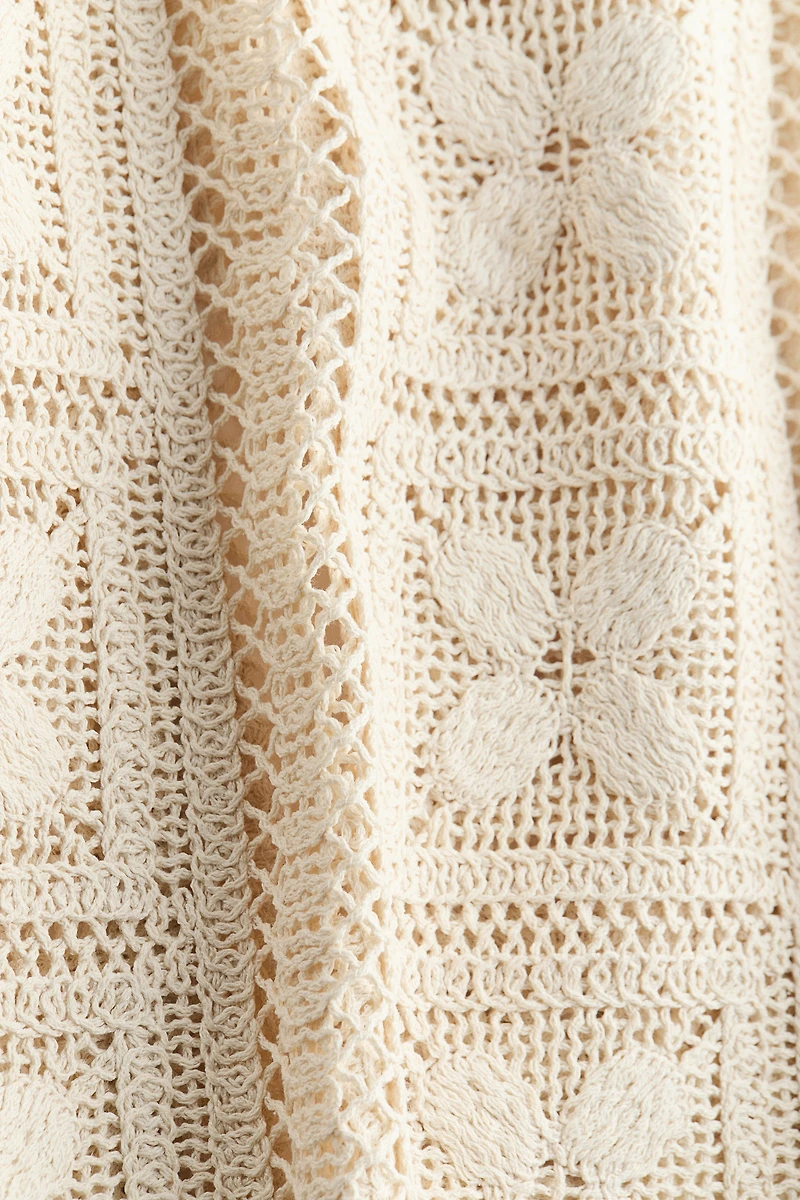 Haut d'aspect crochet en soie mélangée