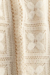 Haut d'aspect crochet en soie mélangée