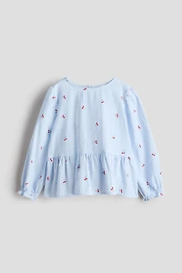 Seersucker Peplum Blouse