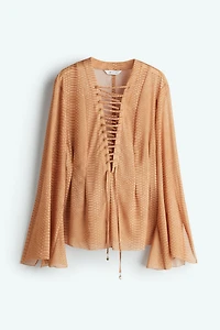 Lacing-Detail Chiffon Blouse