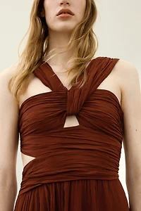 Draped Plissé Dress