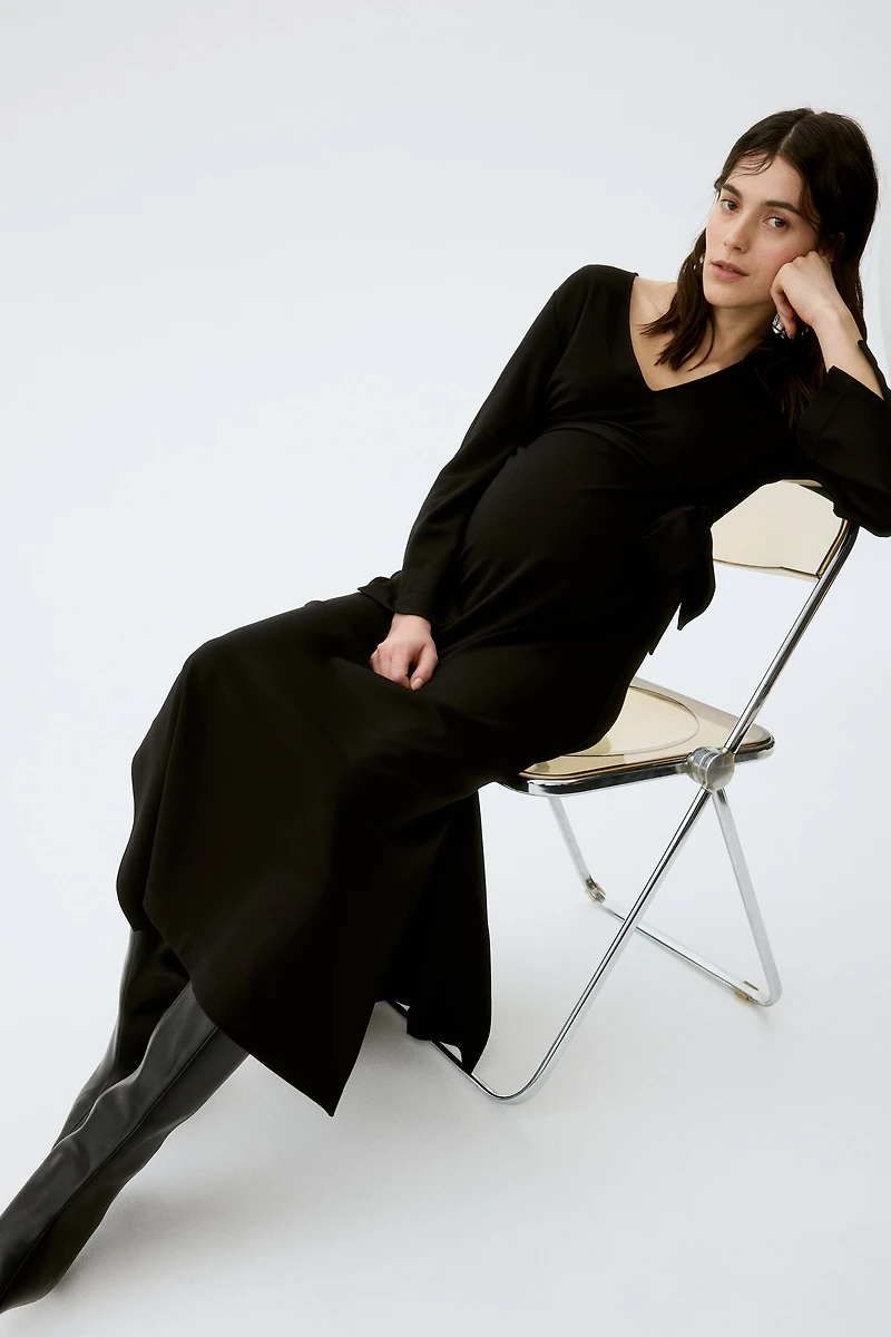 MAMA Robe en jersey avec ceinture à nouer