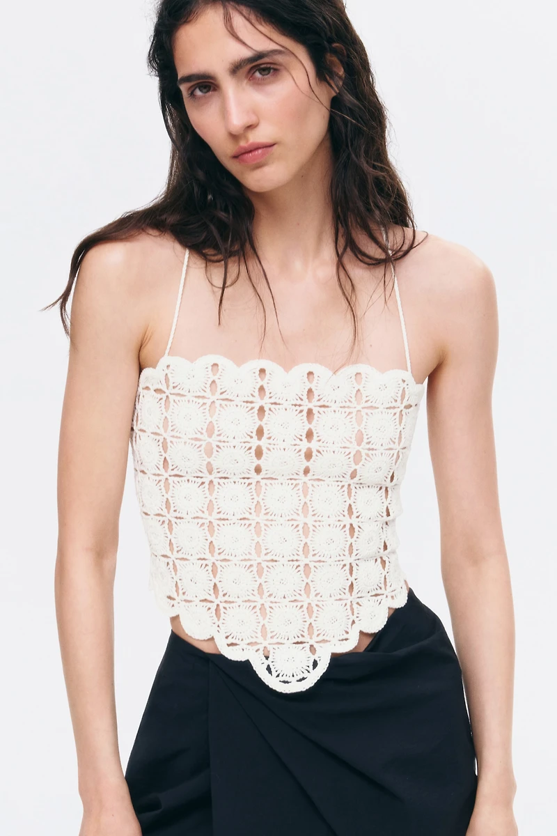Crochet-Look Sleeveless Top