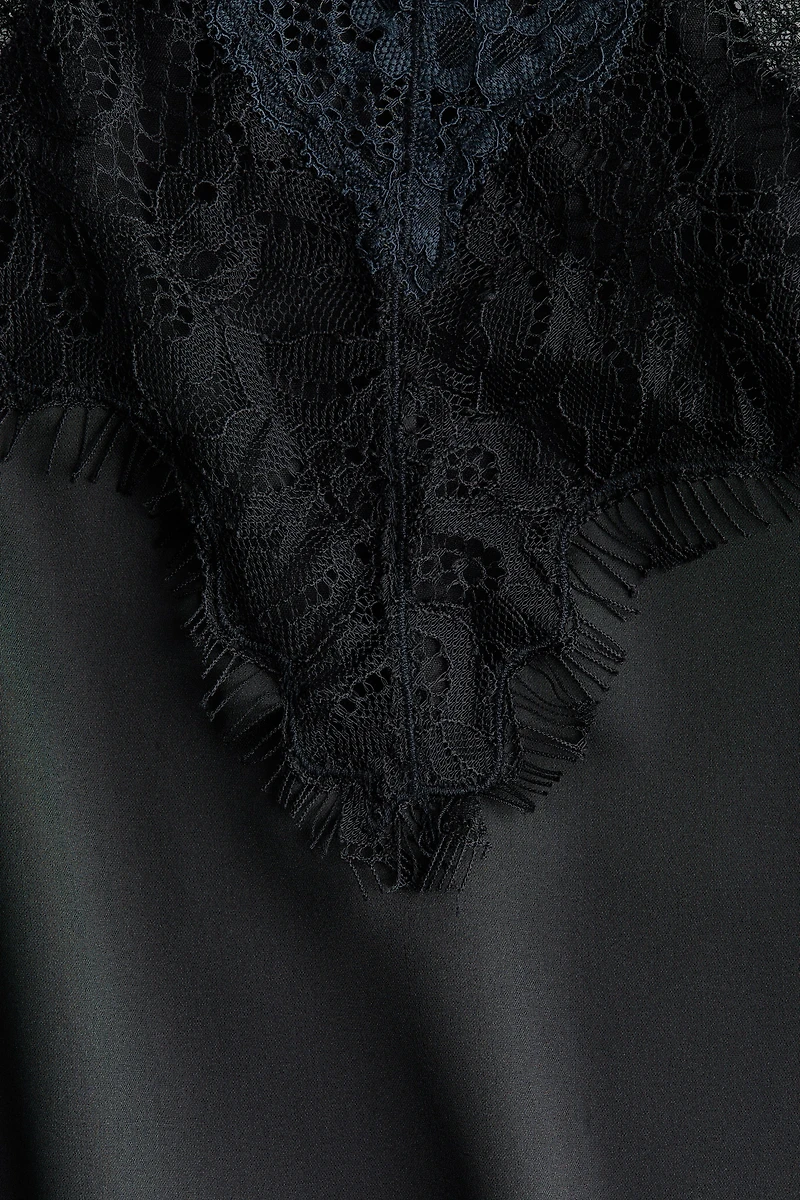 Lace-Trimmed Satin Dress