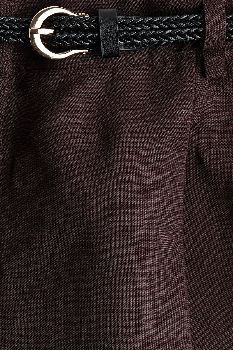 Linen-Blend Pants with Belt