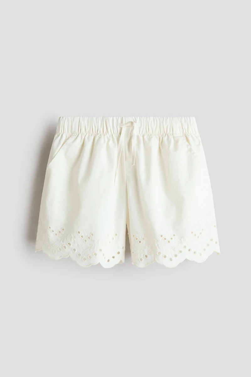 Shorts with Eyelet Embroidery